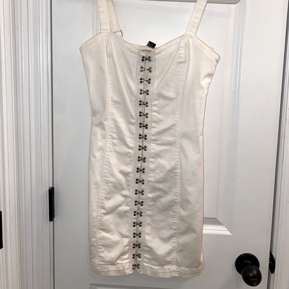 White Button Down Sleeveless Dress